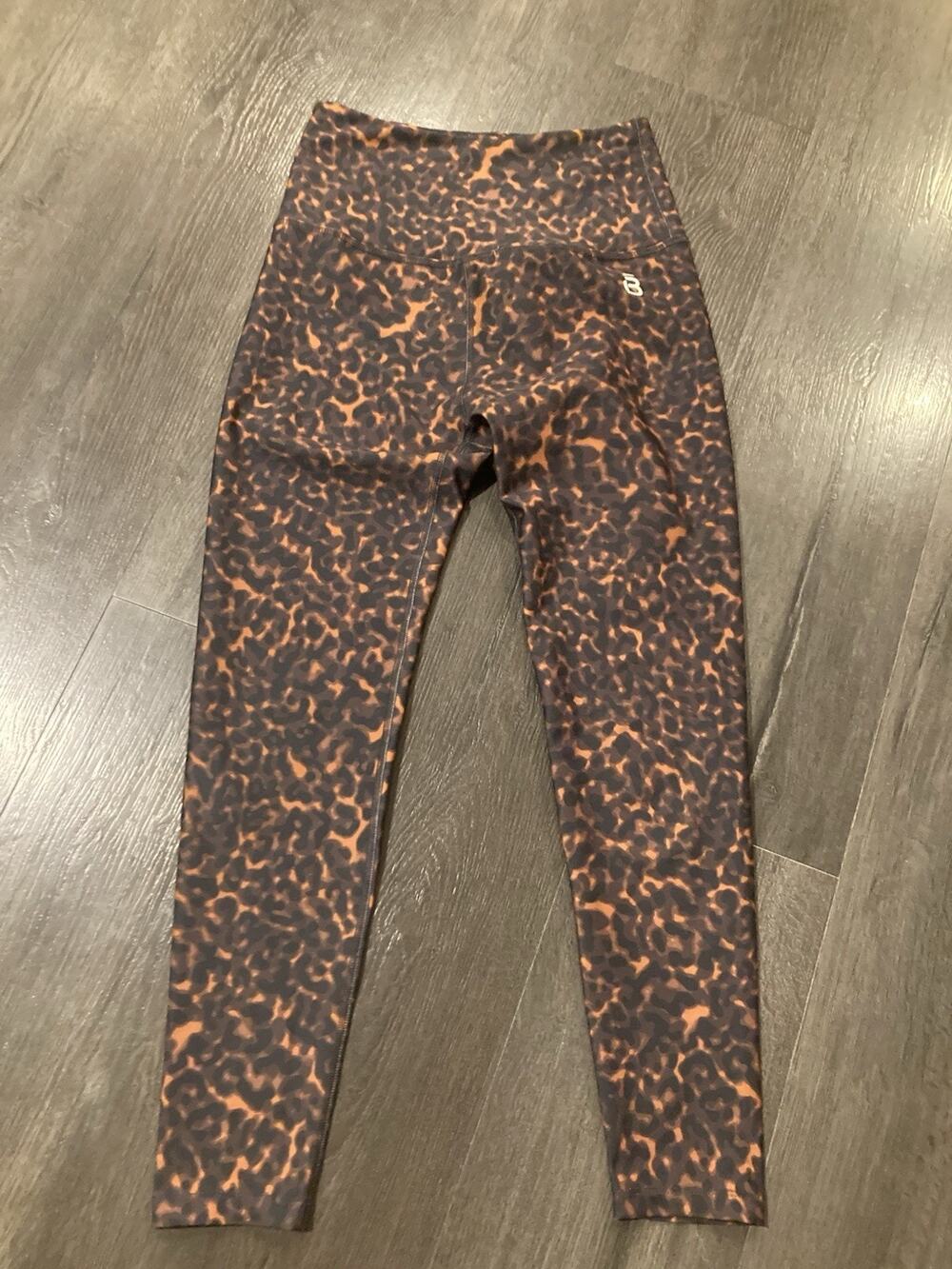 Beyond Yoga Barre 3 Full Length Legging Tortoise Pattern Orange Black XXSmall